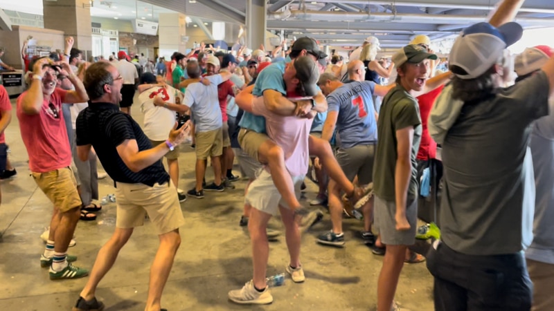 Ole Miss fans celebrate