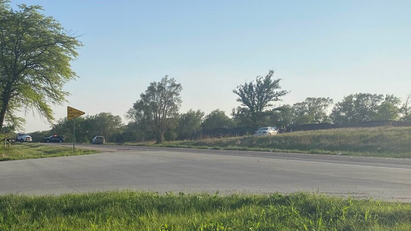 The scene of a two-vehicle crash on the south side of Greenwood in Cass County on Sunday evening.