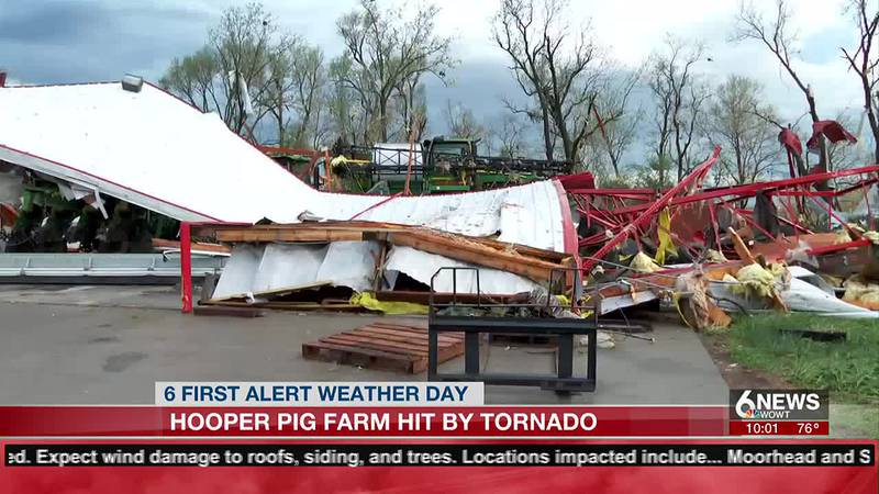 A Nebraska pig farm was hit by a severe storm on May 12, 2023
